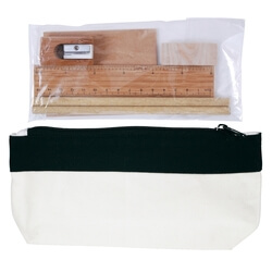 Bamboo Stationery Set in Canvas Pencil Case