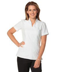 Women's Full Zip Front Short Sleeve Tunic