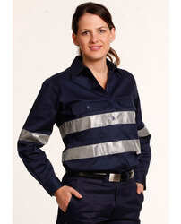 Women's Cotton Drill Work Shirt With 3M Tapes
