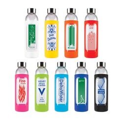 Caprice 550 ml Glass Drink Bottle with Silicone Sleeve 