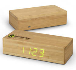 Bamboo Wireless Charging Clock